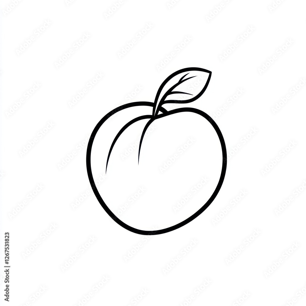 Simple black and white peach illustration Simple black and white peach illustration