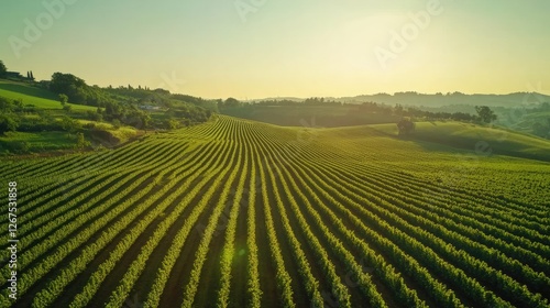 Wallpaper Mural Rolling Green Vineyard Landscape at Sunset Torontodigital.ca