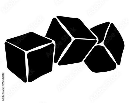 Ice cubes for drinks - vector silhouette illustration for logo or pictogram. Three ice cubes for drinks	