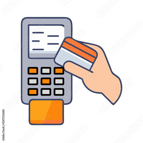 Credit Card Terminal Icon for Payment Systems, POS Terminal Icon for Retail Payments, Payment Terminal Icon for Credit Card Transactions, Contactless Payment Icon for Mobile POS, Chip Card Reader Icon