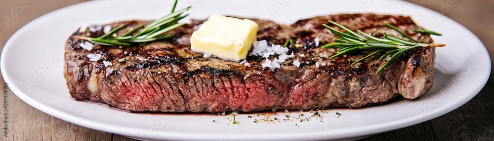 Keto-friendly grilled steak with butter and rosemary, high-protein low-carb meal Keto-friendly grilled steak with butter and rosemary, high-protein low-carb meal