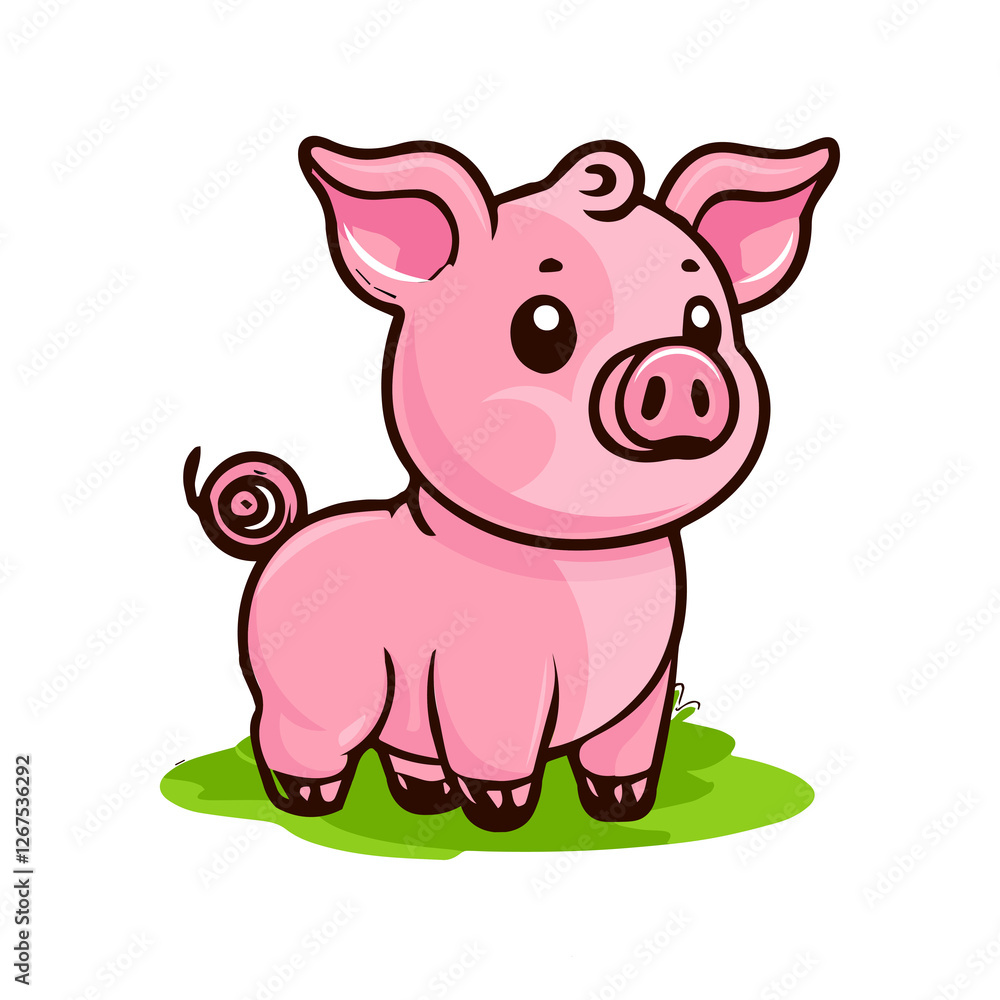 A charming baby pig with big, expressive eyes, standing on a grassy patch. Perfect for children's books, nursery decor, and more. Download now for a touch of cuteness! A charming baby pig with big, expressive eyes, standing on a grassy patch. Perfect for children's books, nursery decor, and more. Download now for a touch of cuteness!