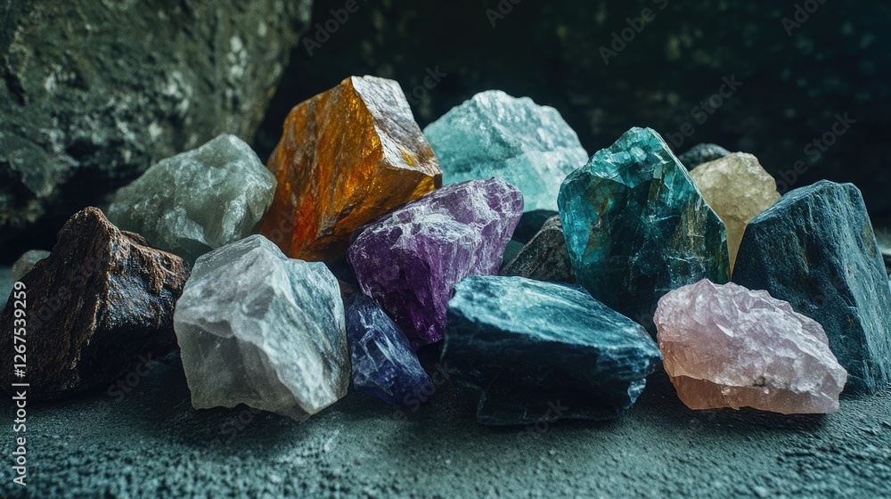 Colorful Gemstones Pile Natural Rock Collection Colorful Gemstones Pile Natural Rock Collection