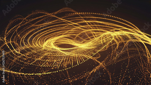 Wallpaper Mural Golden Spiral:  A mesmerizing abstract composition, characterized by a swirling vortex of golden particles.  The intricate dance of light and movement creates an illusion of depth and dimension. Torontodigital.ca