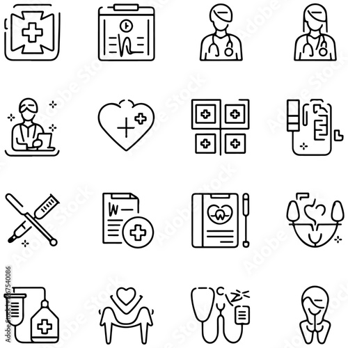 Healthcare set of web icons in line style. Medicine and Health Care linear icon collection............