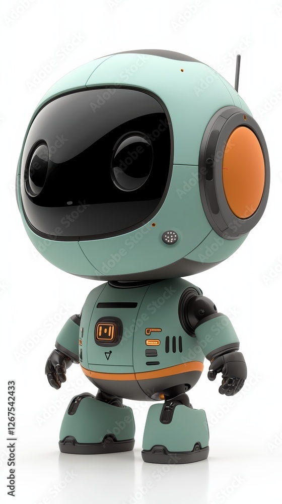 Charming ai virtual assistant adorable 3d robot at work Charming ai virtual assistant adorable 3d robot at work