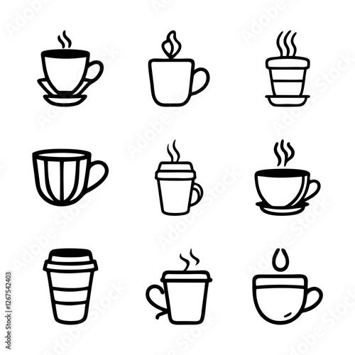 Wallpaper Mural set of coffee cups Torontodigital.ca