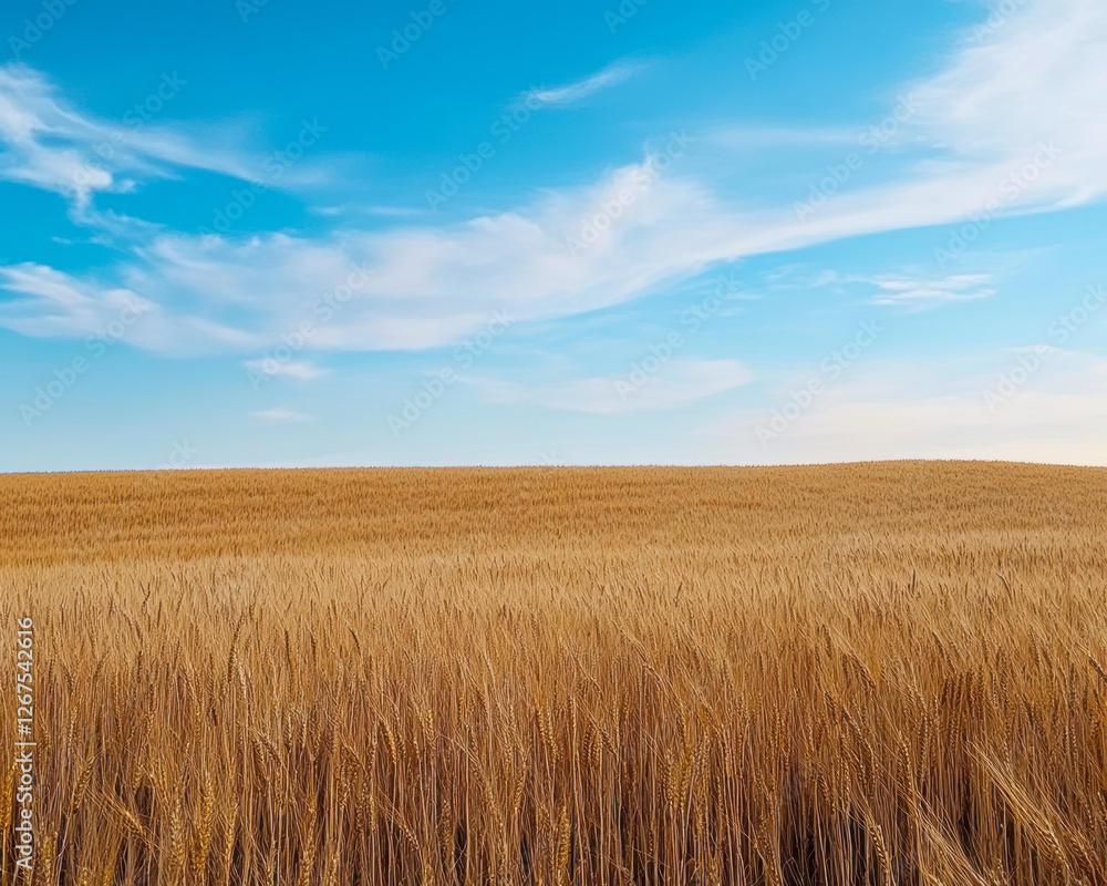 A vast expanse of golden wheat gently sways in the breeze beneath a serene blue sky, showcasing the beauty of nature and the harvest season. A vast expanse of golden wheat gently sways in the breeze beneath a serene blue sky, showcasing the beauty of nature and the harvest season.