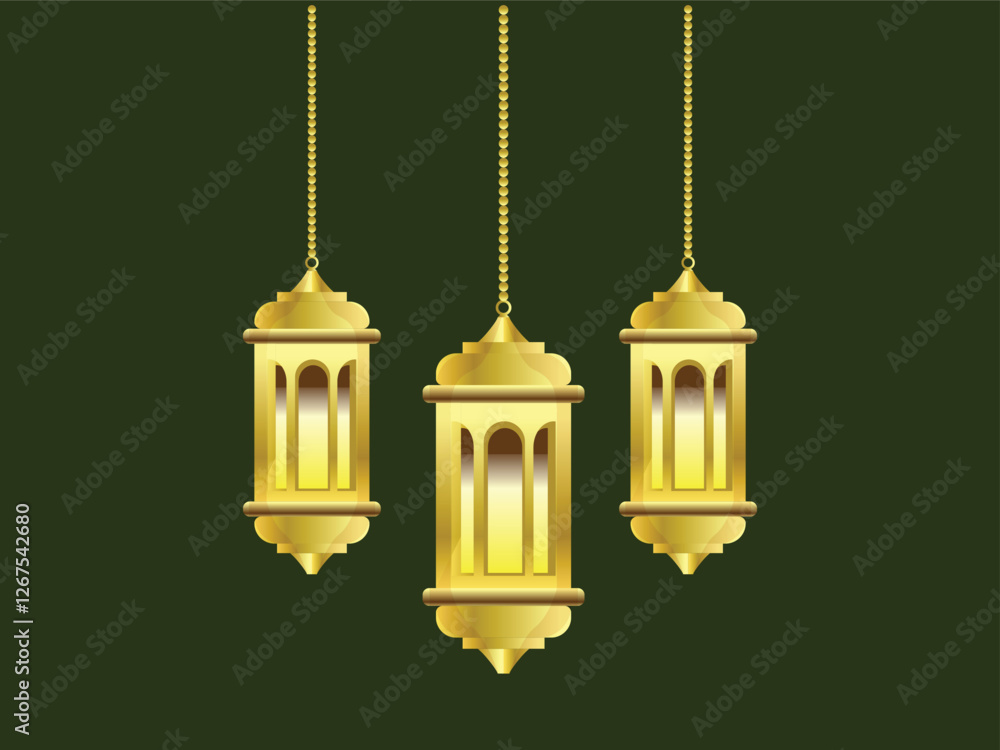 Obraz premium flat lantern lamp ramadan lampion