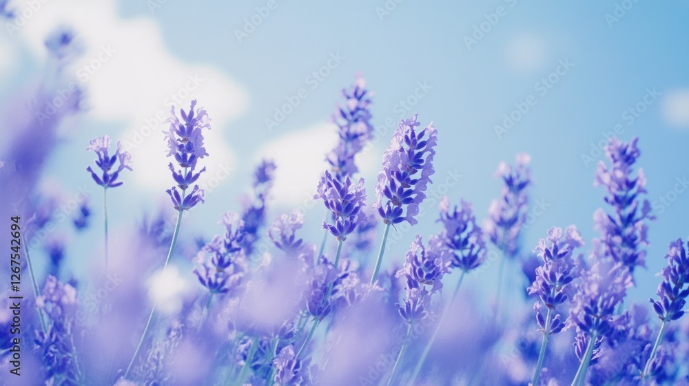 Naklejka premium Lavender Field Under a Sunny Sky