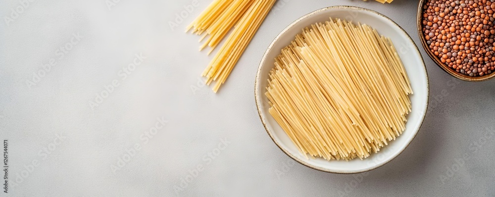 Spaghetti made from lentil flour, high-protein pasta alternative