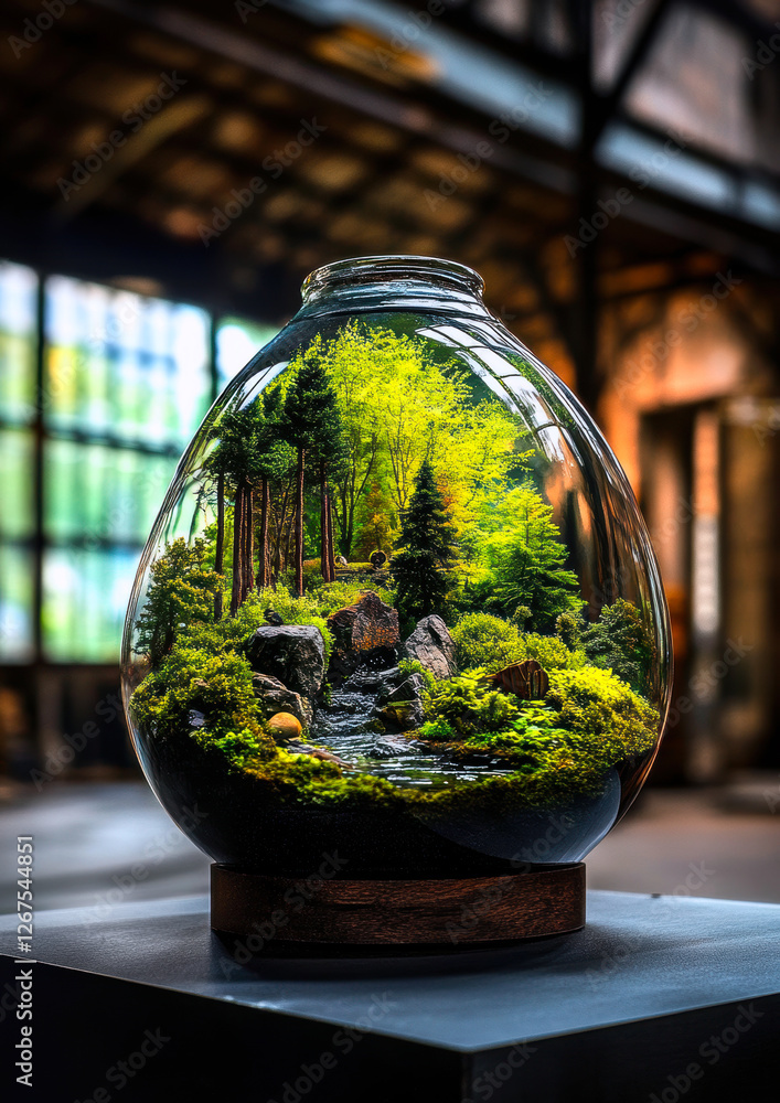 Discover the enchanting beauty of a miniature forest encapsulated in a glass terrarium. Discover the enchanting beauty of a miniature forest encapsulated in a glass terrarium.