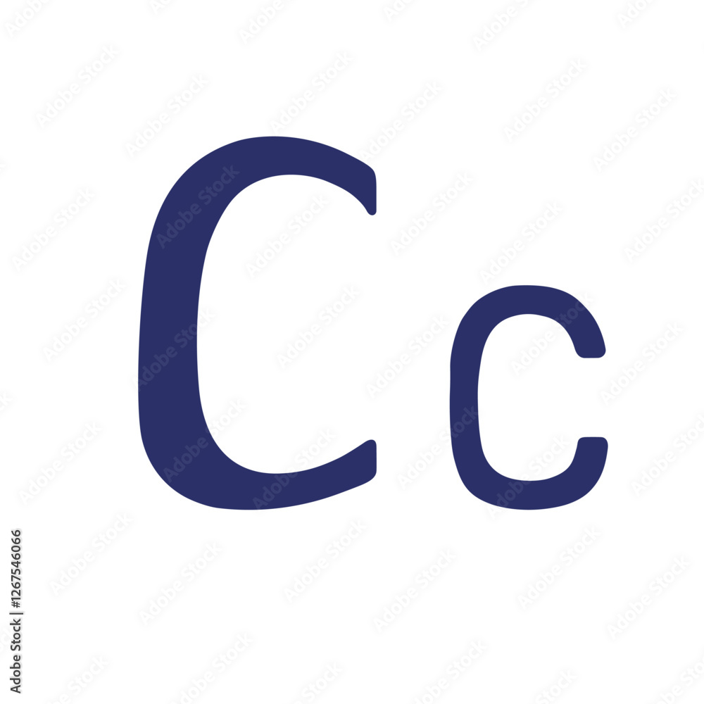 English language uppercase, small letter C, isolated on white background English language uppercase, small letter C, isolated on white background