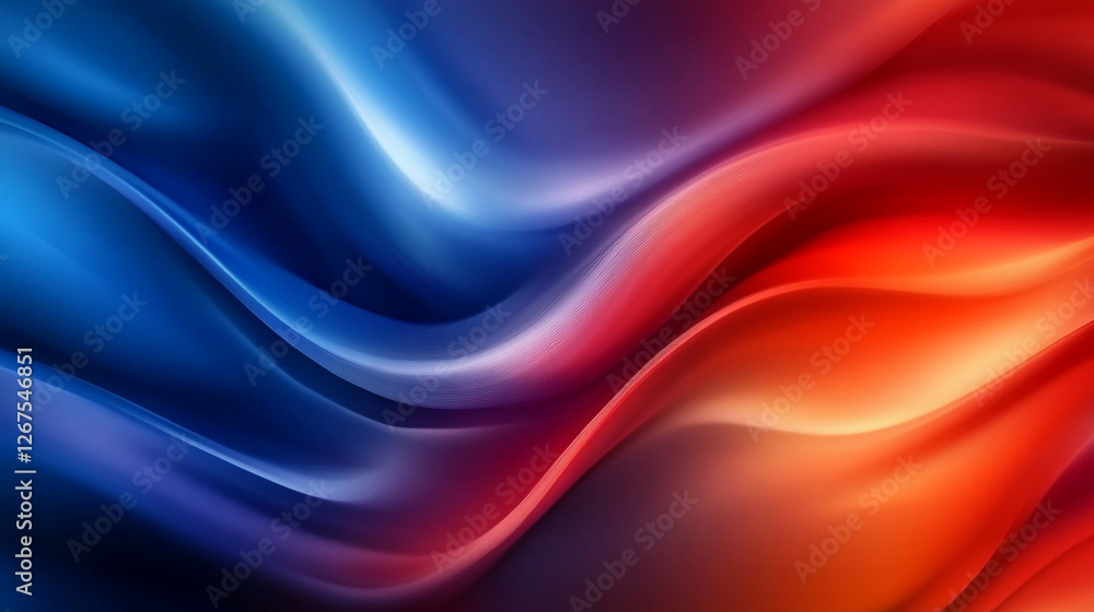 Obraz premium Flowing waves of vibrant colors creating a mesmerizing abstract pattern in shades of blue and red