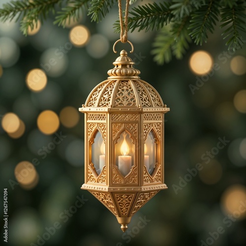 christmas lantern in the snow