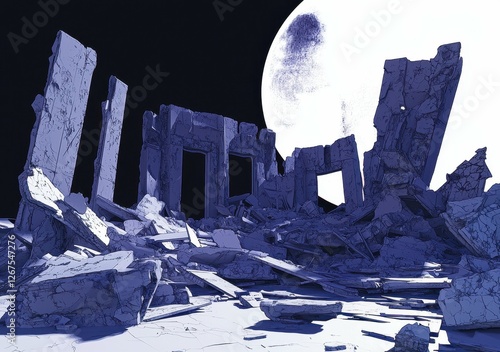 Lunar Ruins Architectural Aftermath Scenery photo