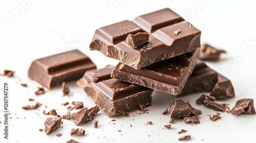 Dark Chocolate Stacked Delicious Treat and Sweet Chocolate Pieces