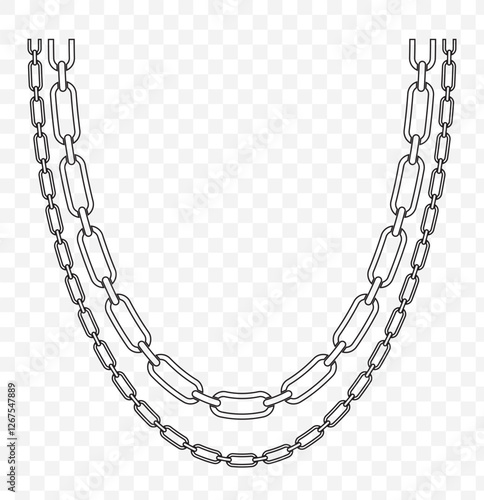 Black chains vector seamless pattern on transparent background. EPS 10.