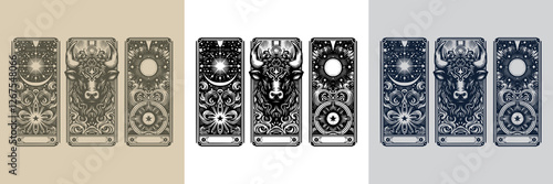 tribal bull vector playing card tattoo design