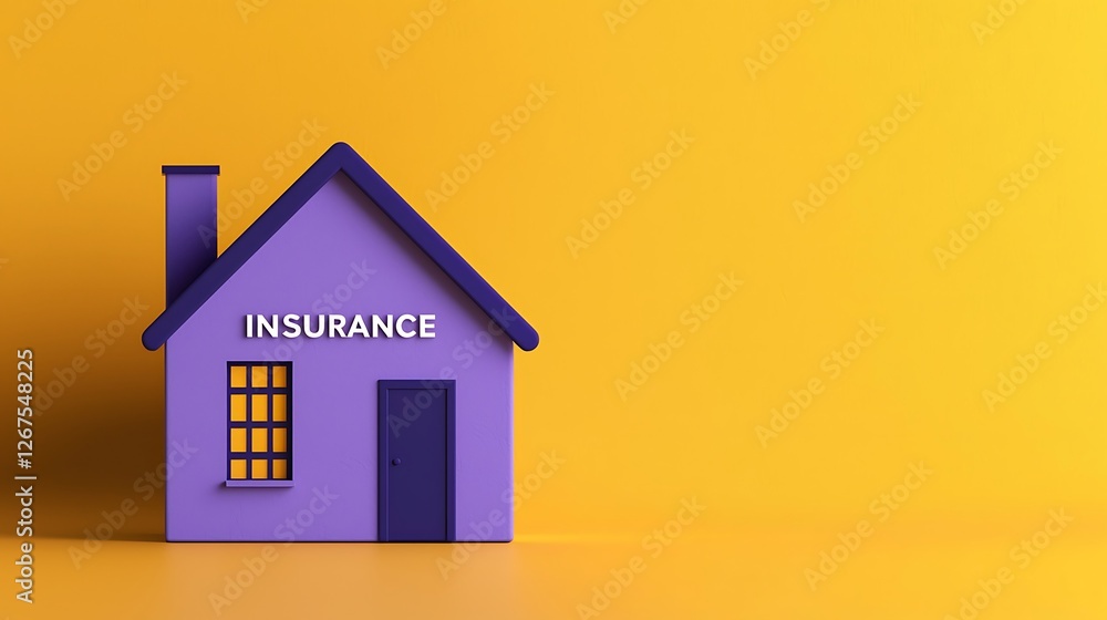 A purple house model with the word A purple house model with the word