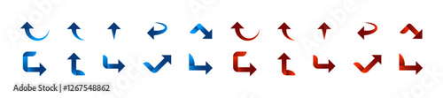 Set of blue and red arrow icon. Arrow icon. Arrows collection. Vector illustration.