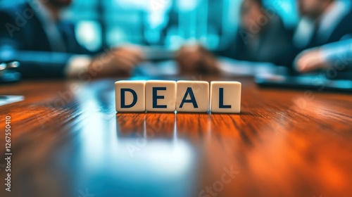 Focused Business Meeting with Deal Letters on Wooden Table