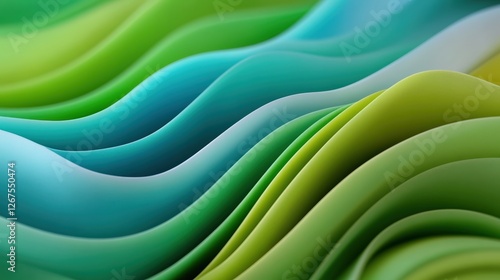 Fototapeta Naklejka Na Ścianę i Meble -  Fluid organic waves in green and blue tones  .