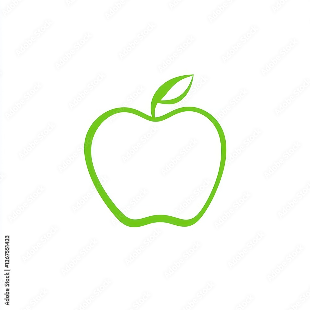 Simple green apple silhouette on white background Simple green apple silhouette on white background