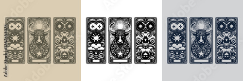 geometric bull vector playing card tattoo design