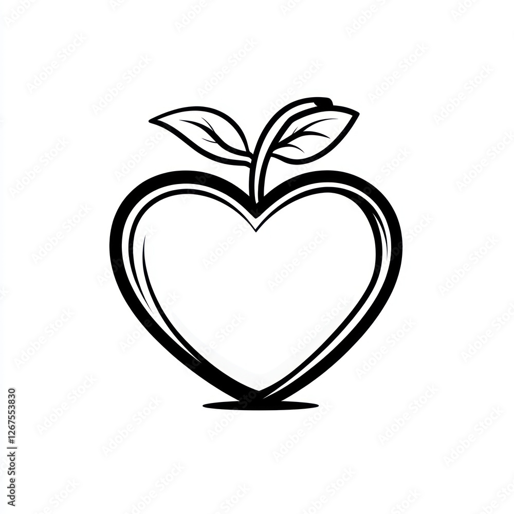 Fototapeta premium Heart-shaped apple graphic design