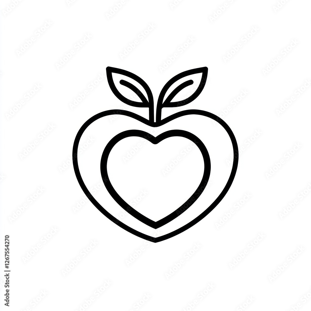 Heart-shaped apple icon; healthy food; simple design; digital graphic; vector illustration; for mobile app, website, print, etc Heart-shaped apple icon; healthy food; simple design; digital graphic; vector illustration; for mobile app, website, print, etc