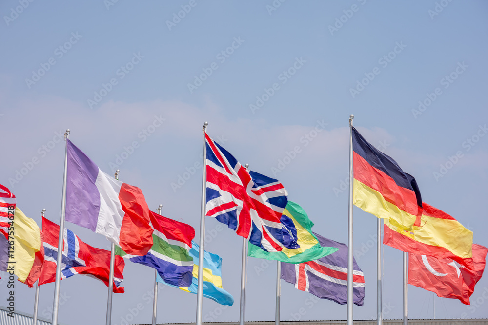 national flag agiant wind isolate on white national flag agiant wind isolate on white