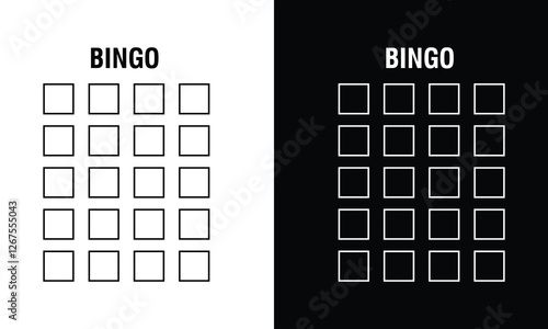 Bingo card random numbers printable template set. Vector illustration simple bingo card design.