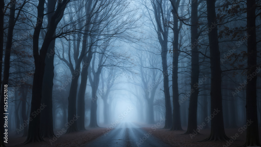 Mysterious Pathway Through a Misty Forest Mysterious Pathway Through a Misty Forest