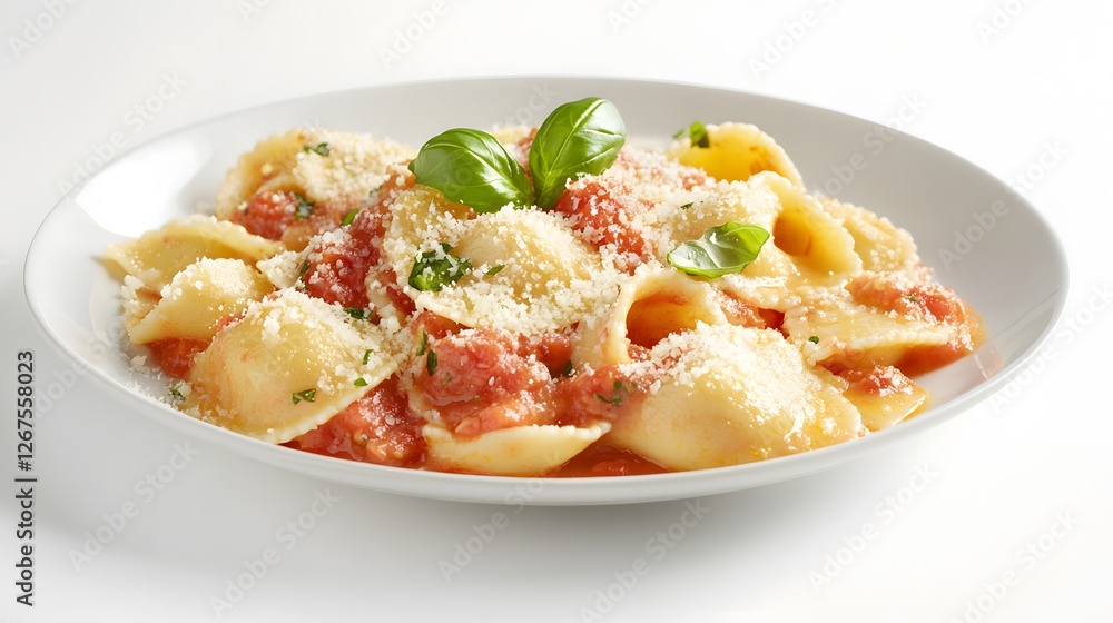 Delicious Pasta Dish with Tomato Sauce and Cheese Garnish Delicious Pasta Dish with Tomato Sauce and Cheese Garnish