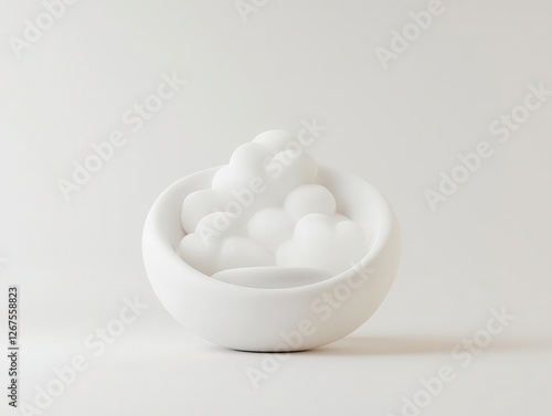 Cloudshaped pod, soft textures, dreamlike design for ultimate comfort