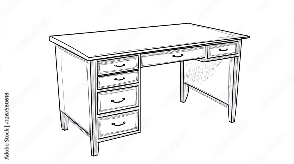 Simple Wood Desk Illustration Simple Wood Desk Illustration