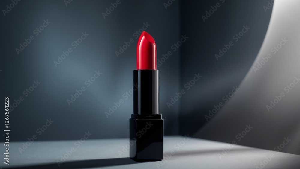 Bold Red Lipstick on Dark Background with Dramatic Shadows Bold Red Lipstick on Dark Background with Dramatic Shadows