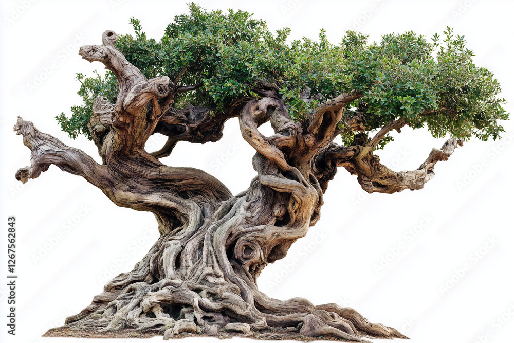 Selective focus old tree with unique shape isolated on white background, Ancient olive tree with varies form on white background. Selective focus old tree with unique shape isolated on white background, Ancient olive tree with varies form on white background.