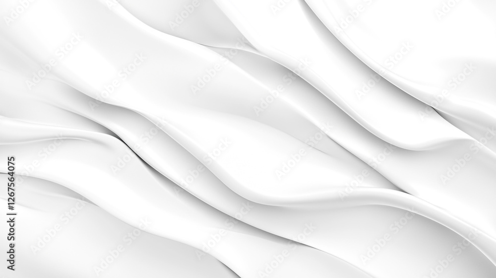 Fototapeta premium Flowing elegance of white fabric gracefully draping in soft waves at midday light