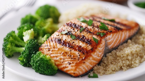 Grilled Salmon with Quinoa and Broccoli Healthy and Delicious Meal