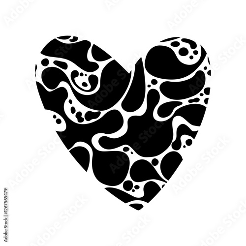 Illustration of a monochrome heart. Modern design. Black and white colors. Vector drawing.