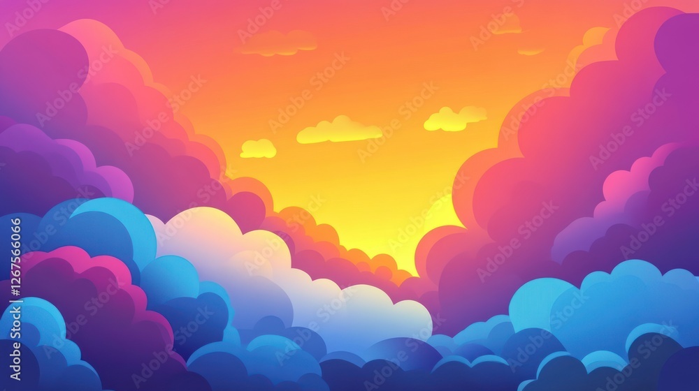 Vibrant sunset above colorful cloudscape. Vibrant sunset above colorful cloudscape.