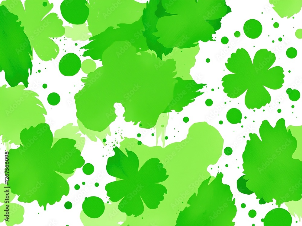 St. Patrick's Day Abstract Canvas with Paint Blotches St. Patrick's Day Abstract Canvas with Paint Blotches