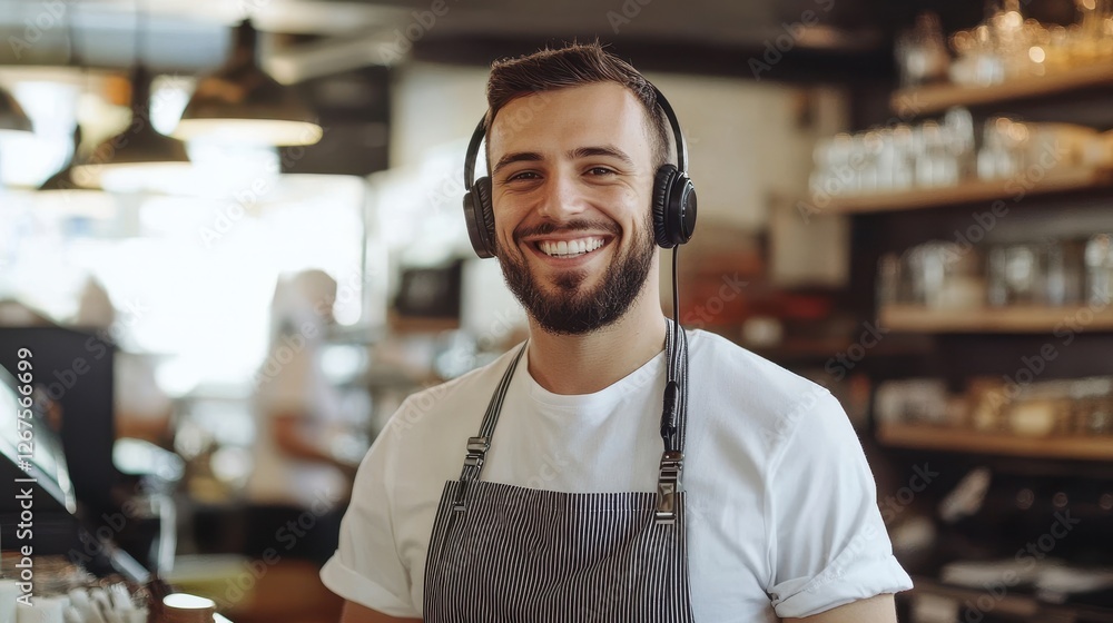 Smiling Barista in a Cozy Coffee Shop Smiling Barista in a Cozy Coffee Shop