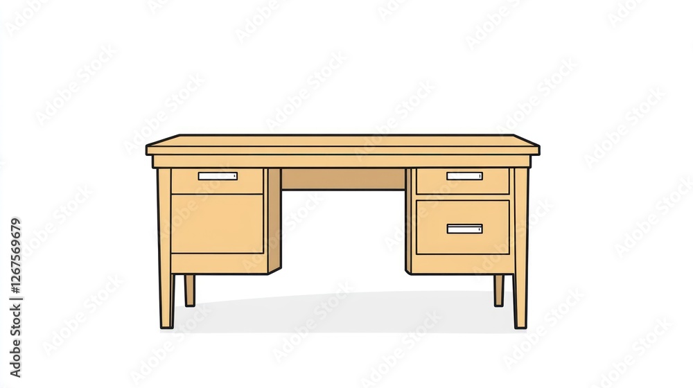 Simple office desk illustration, flat design, neutral background Simple office desk illustration, flat design, neutral background