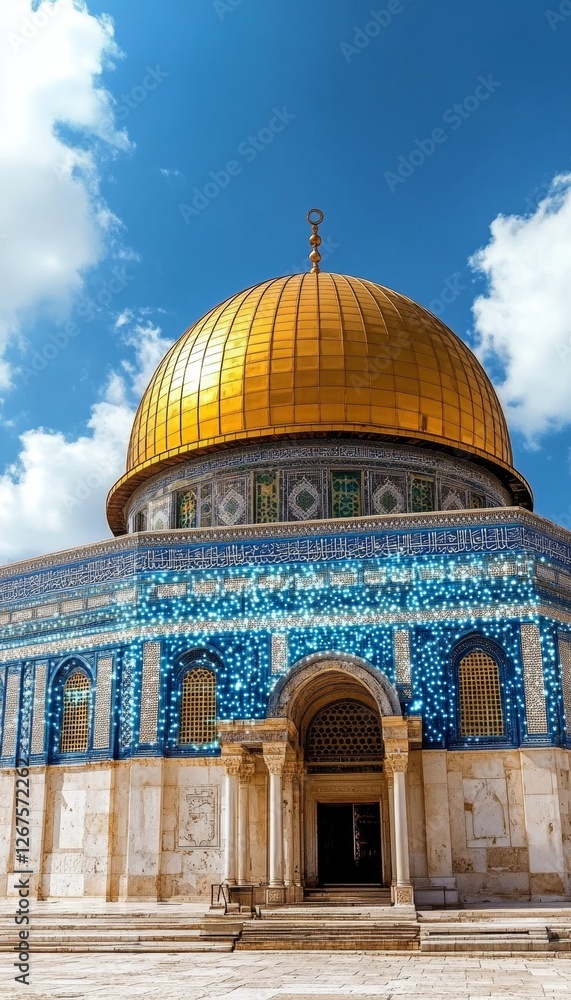 Obraz premium Dome of the Rock, a famous Islamic shrine located on the Temple Mount in Jerusalem, Israel