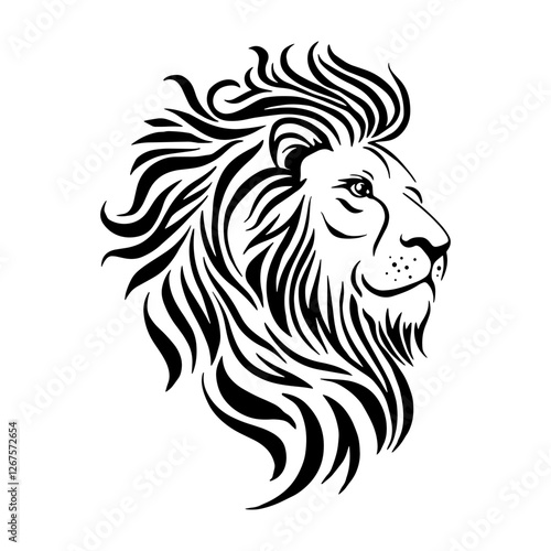 Wallpaper Mural Black and white vector illustration of a lion's head in a bold logo style. Ideal for branding, tattoos, decals, and graphic design projects. Torontodigital.ca