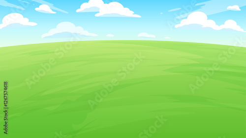 草原と空の風景の背景イラスト_16:9