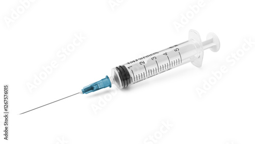 Quadro su tela Medical syringe isolated on a transparent background